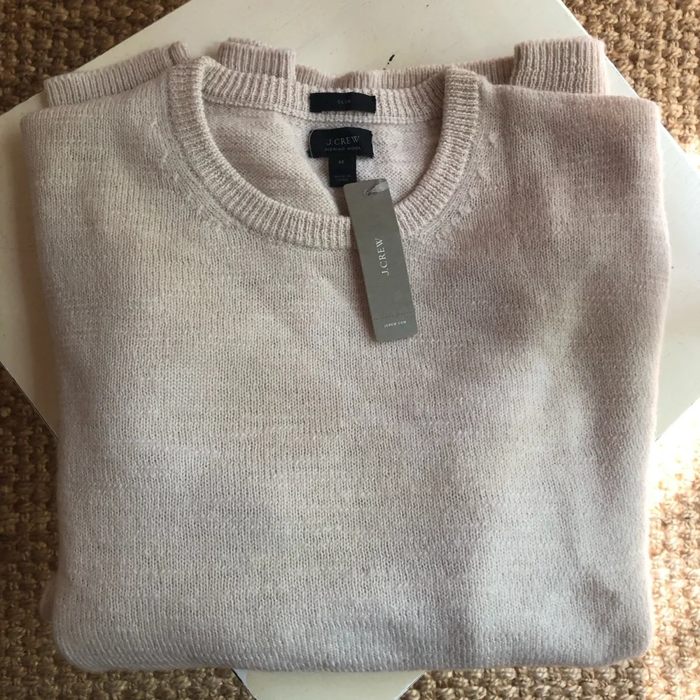 New w Tag: J Crew Slim Fit Slub Merino Wool Crewneck Sweater. Size Medium
